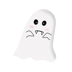 Cute ghost with fang for Halloween night party.