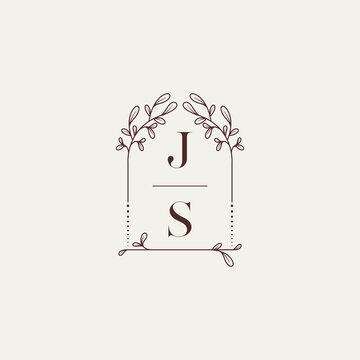 JS old window shape wedding initial logo