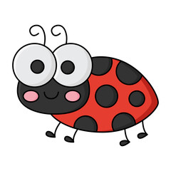 Funny ladybug cartoon icon.