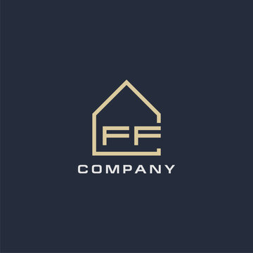Initial letter FF real estate logo with simple roof style design ideas