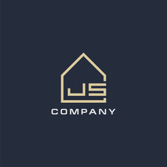 Initial letter JS real estate logo with simple roof style design ideas