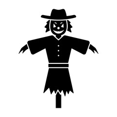 Scarecrow icon. Black silhouette. Front view. Vector simple flat graphic illustration. Isolated object on a white background. Isolate.