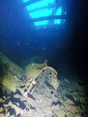 Famous wreck ship Fujikawa maru in Truk lagoon.