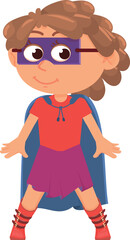 Funny girl with super powers. Hero kid character
