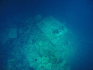 Famous wreck ship Fujikawa maru in Truk lagoon.