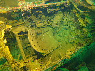 Famous wreck ship Fujikawa maru in Truk lagoon.