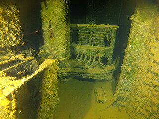 Famous wreck ship Fujikawa maru in Truk lagoon.