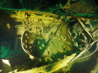 Famous wreck ship Fujikawa maru in Truk lagoon.