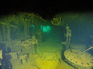 Famous wreck ship Fujikawa maru in Truk lagoon.