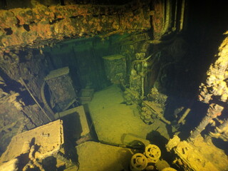 Famous wreck ship Fujikawa maru in Truk lagoon.