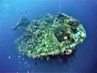 Famous wreck ship Fujikawa maru in Truk lagoon.