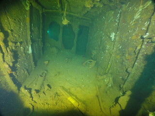 Famous wreck ship Fujikawa maru in Truk lagoon.