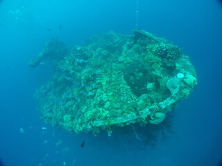 Famous wreck ship Fujikawa maru in Truk lagoon.