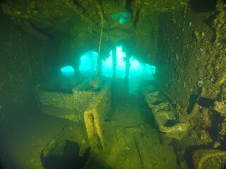 Famous wreck ship Fujikawa maru in Truk lagoon.