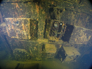 Famous wreck ship Fujikawa maru in Truk lagoon.