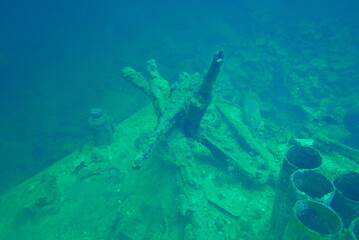 Famous wreck ship Fujikawa maru in Truk lagoon.