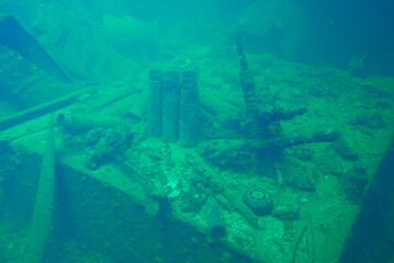 Famous wreck ship Fujikawa maru in Truk lagoon.