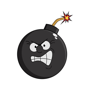 Crazy Angry Bomb Cartoon Character stock illustration