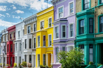 Poster Colorful houses in Notting Hill, London, UK © Delphotostock