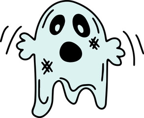 Ghost halloween doodle clipart transparent background
