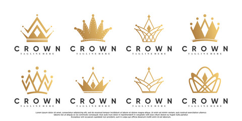 Crown icon set logo design with unique concept Premium Vector © zalfa_std98