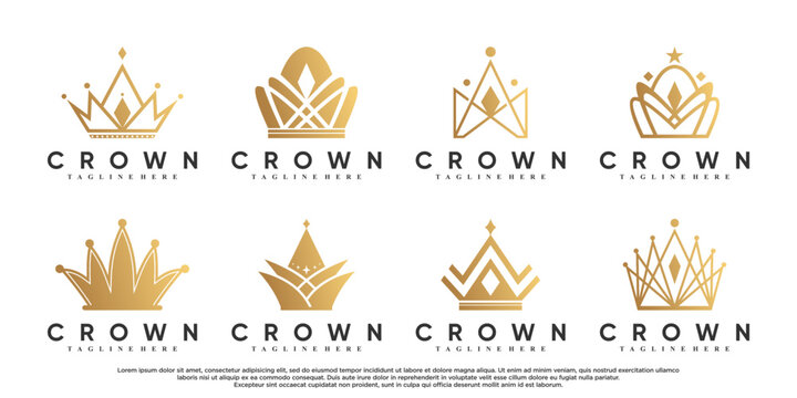 Crown icon set logo design with unique concept Premium Vector