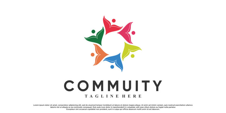 Community logo design with creative concept Premium Vector