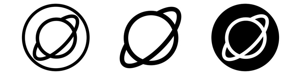 Planet illustration for logo or web design. Vector black saturn. © Yaroslav