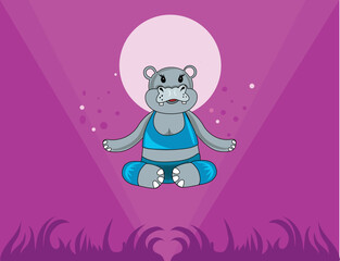 hippopotamus doing meditation