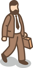 Businessman hurrying on work meeting. Isometric man in suit with briefcase