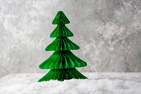 Green paper Christmas tree holiday decor