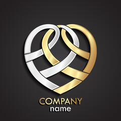 3d ornamental gold silver elegant shape logo