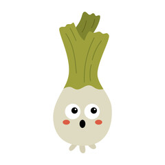 Green onion cartoon icon.