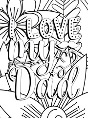 Funny-Quotes Coloring pages. Coloring page for adults and kids. Vector Illustration.