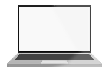 Laptop flat icon with long shadow and blank white screen monitor,vector design isolated on white background