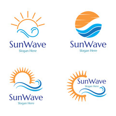 Obraz premium sun and waves illustration design vector template