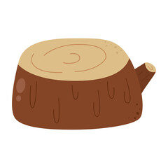 Brown big tree stump with roots tree stump icon.