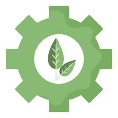 cogwheel with a leaf