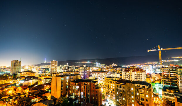 View to Tbilisi's dowtown at night