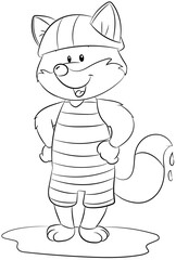 Niedlicher Fuchs mit Bademütze und Badeanzug