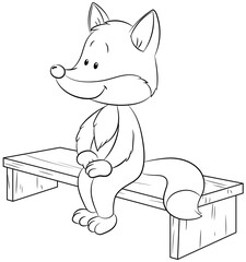 Ein niedlicher Fuchs sitzt entspannt auf einer Bank