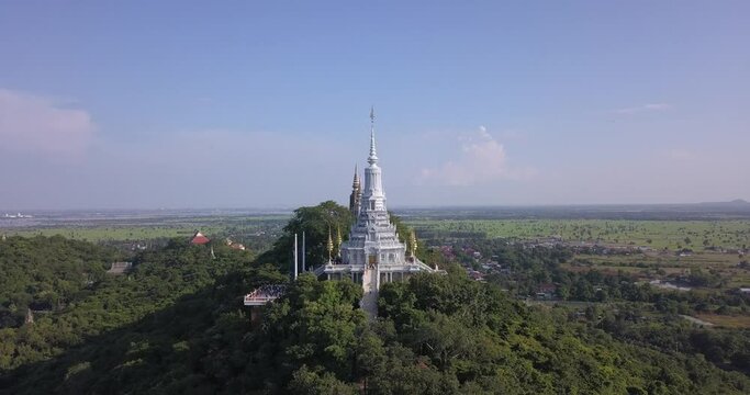 A buddhis stupa is located on top of the Oudong mountain, Cambodia.