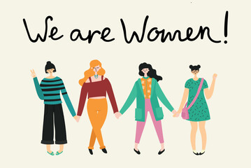 We can do it. Feminine concept and woman empowerment design for banners