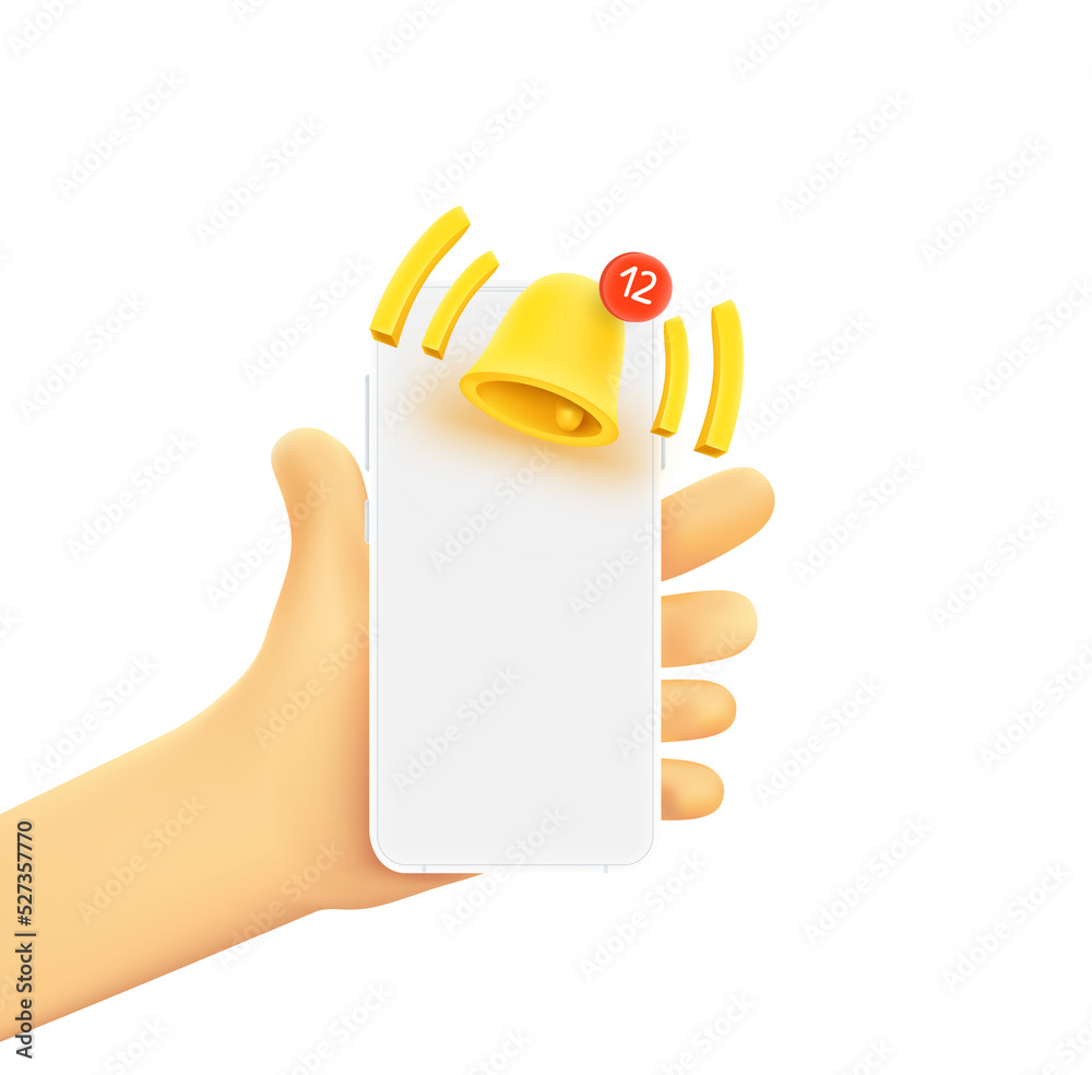 Poster Man holding smartphone with notifications