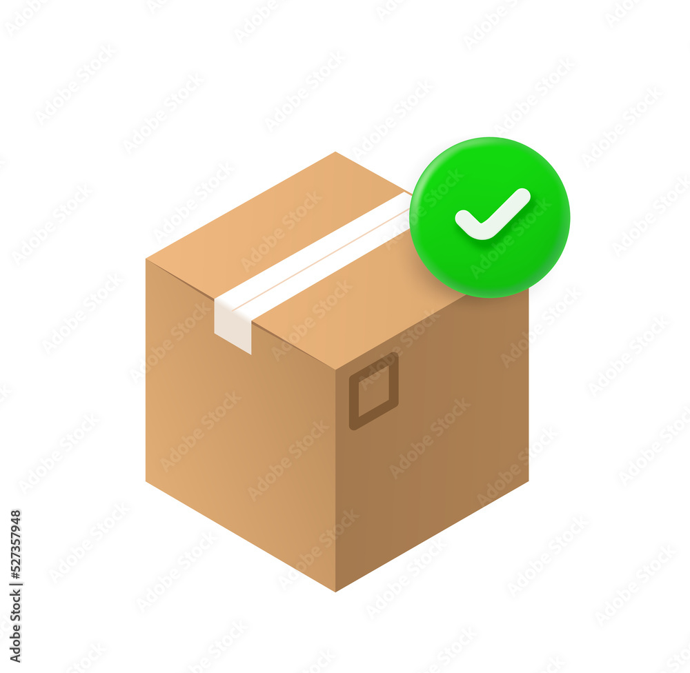 Poster Shipping icon with checkmark. 3d vector icon