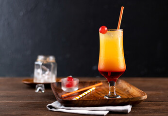 delicious orange  juice with black background 