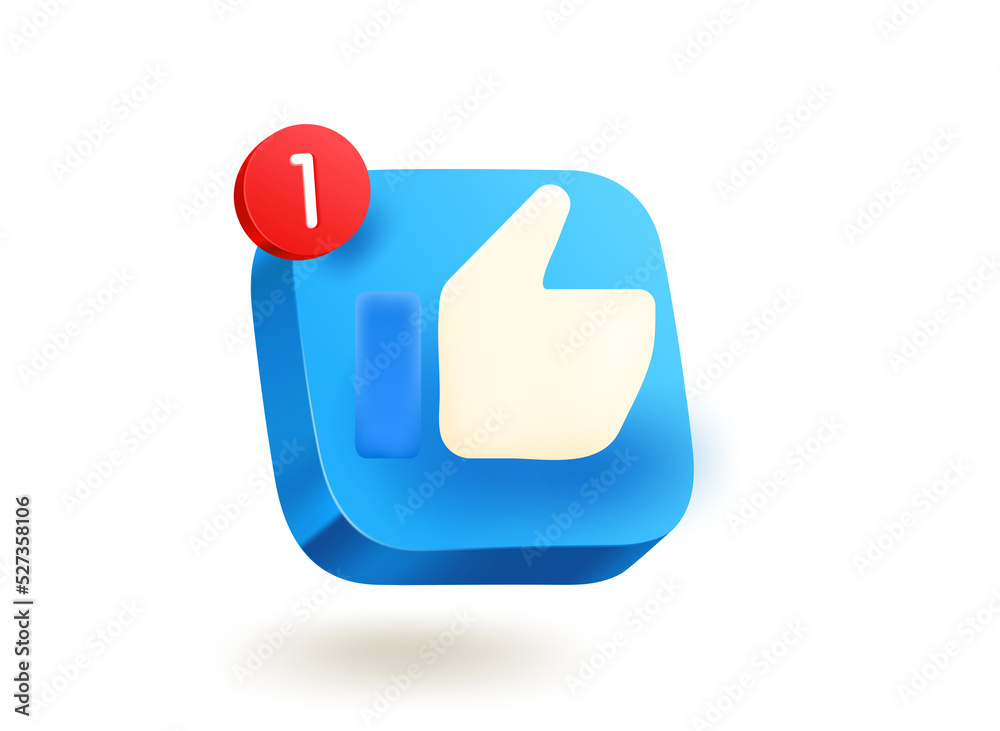 Poster thumbs up. 3d vector mobile application icon