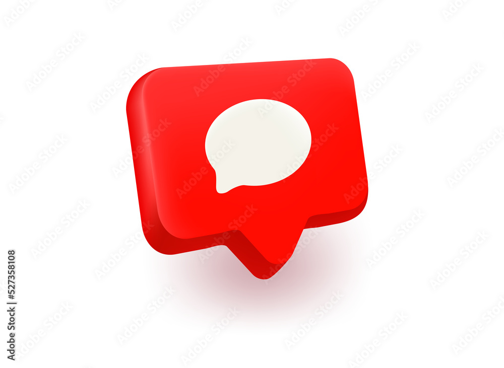 Poster chat icon on red background.