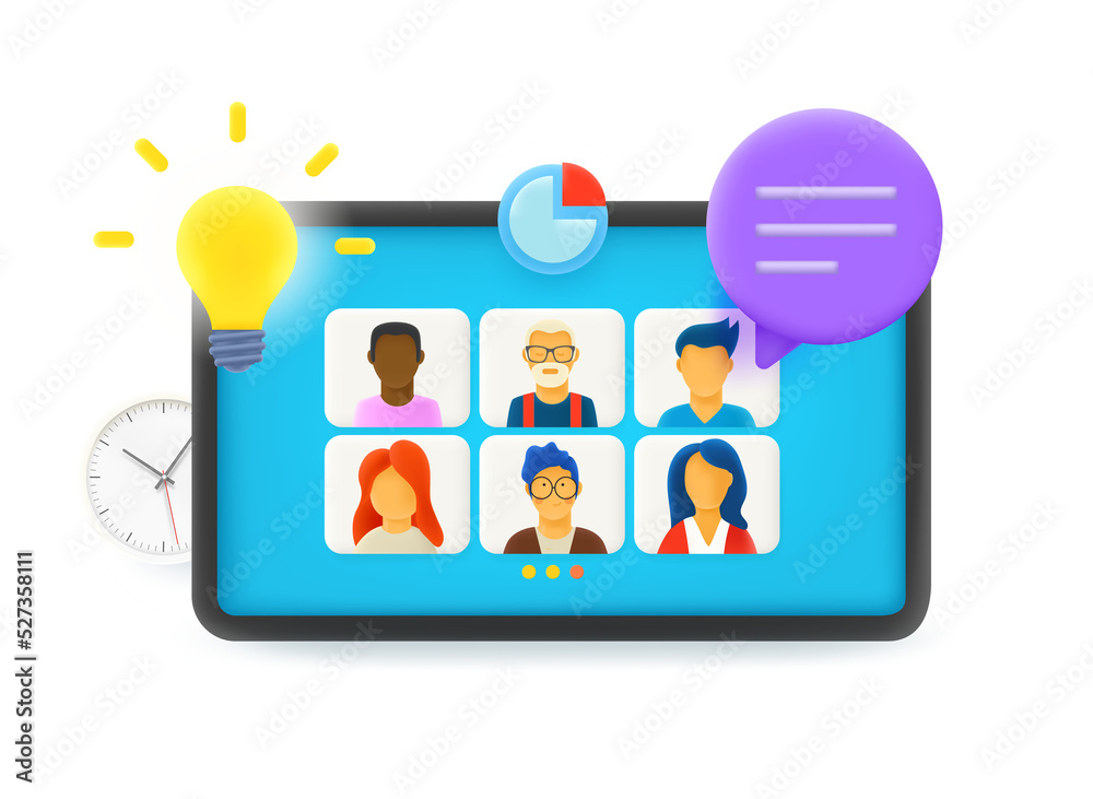 Poster using modern tablet computer for online video conference