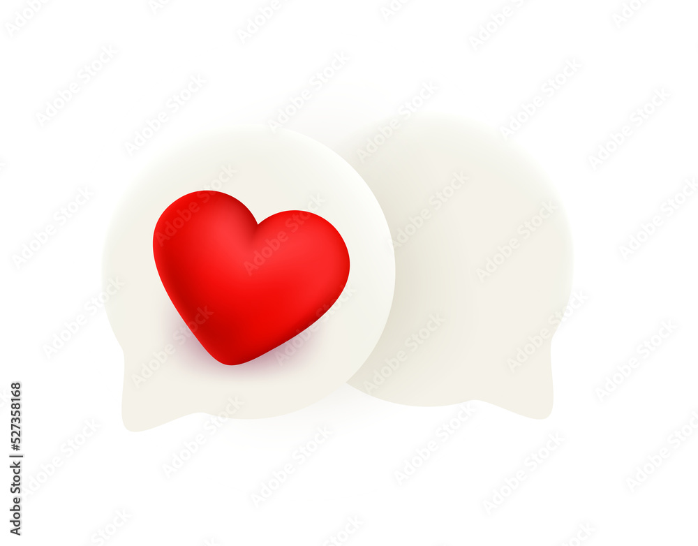 Aufkleber speech clouds with heart sign. love message concept